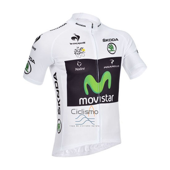 Movistar Lider Ropa Ciclismo Culotte Corto 2013 Hombre Mangas Cortas Blanco